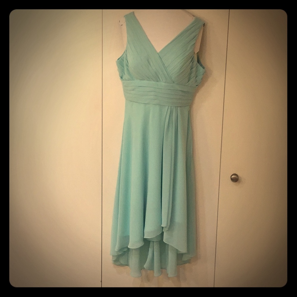 Mint Green High-Low Bridesmaid Dress